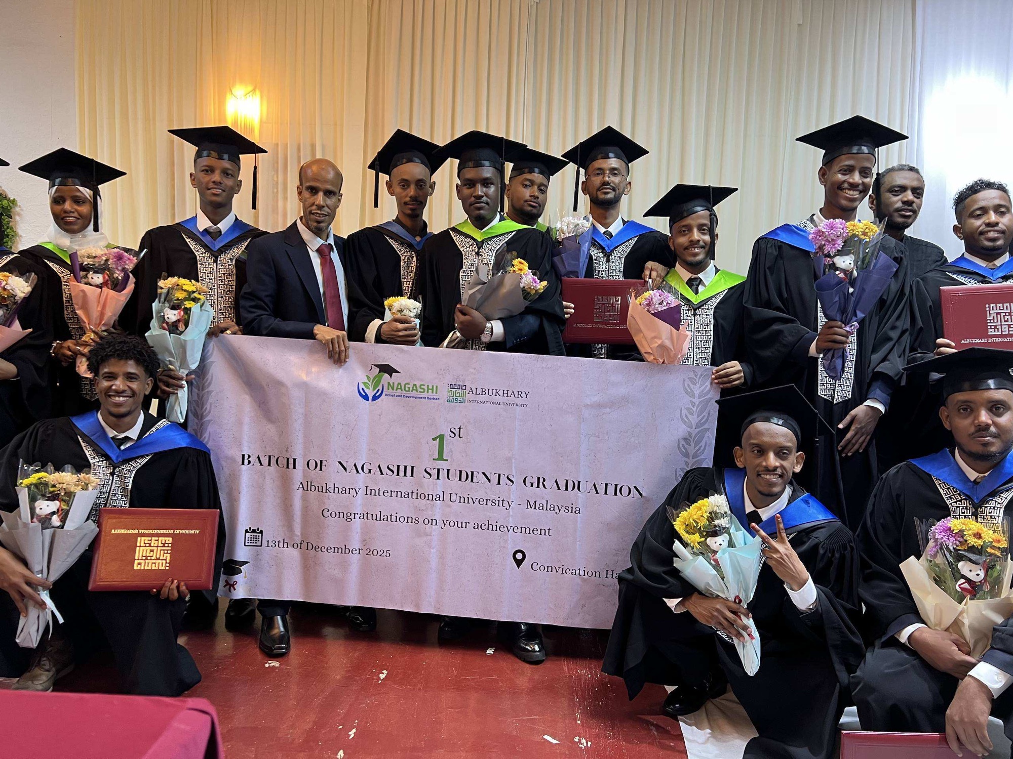 Nagashi students celebrating an education milestone together